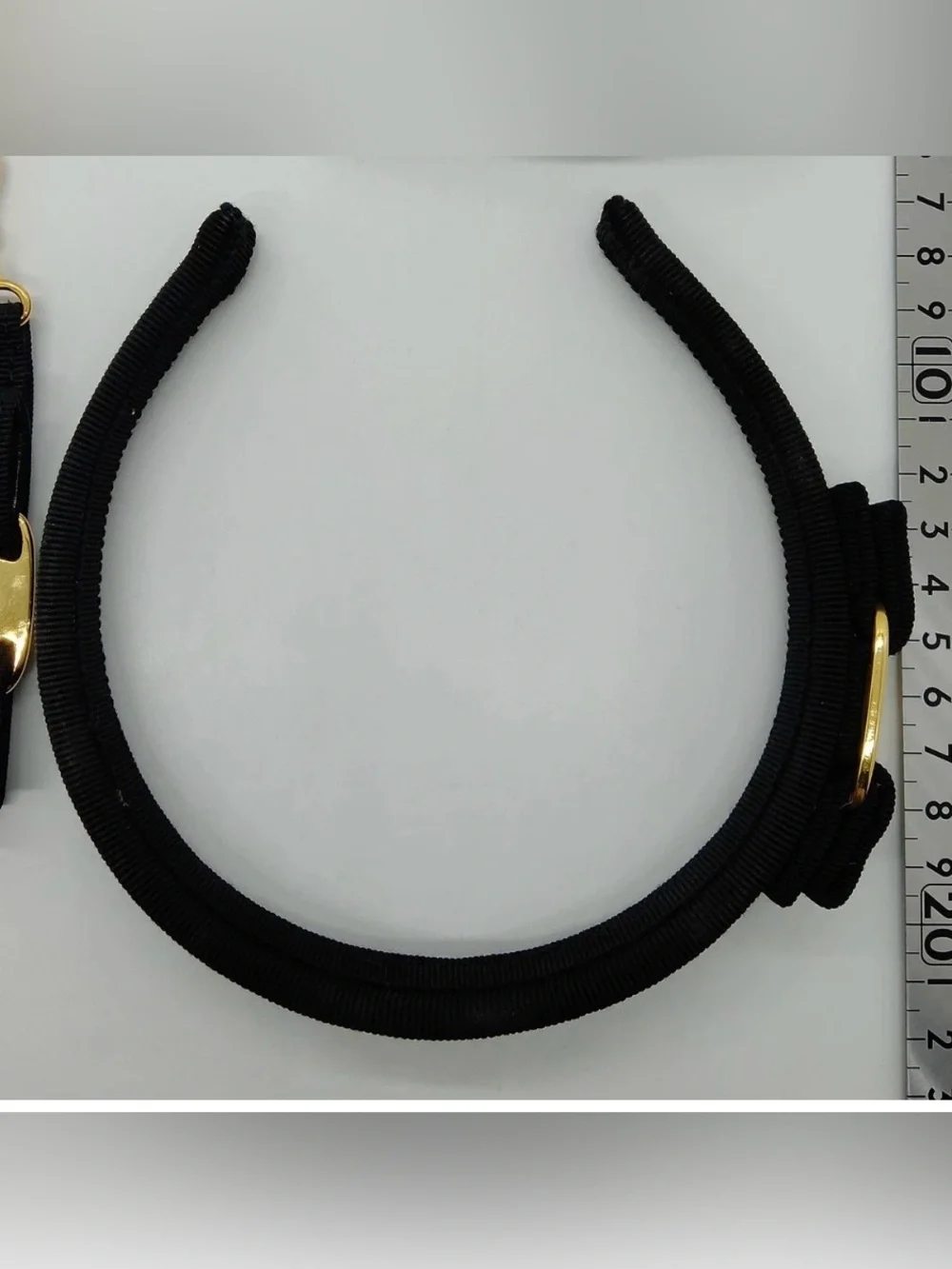 Salvatore Ferragamo Black Headband with Gold Hardware